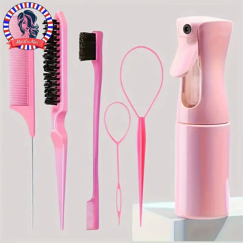 6pcs/Set Hair Brush Set Hairdressing Spray Bottle Hair