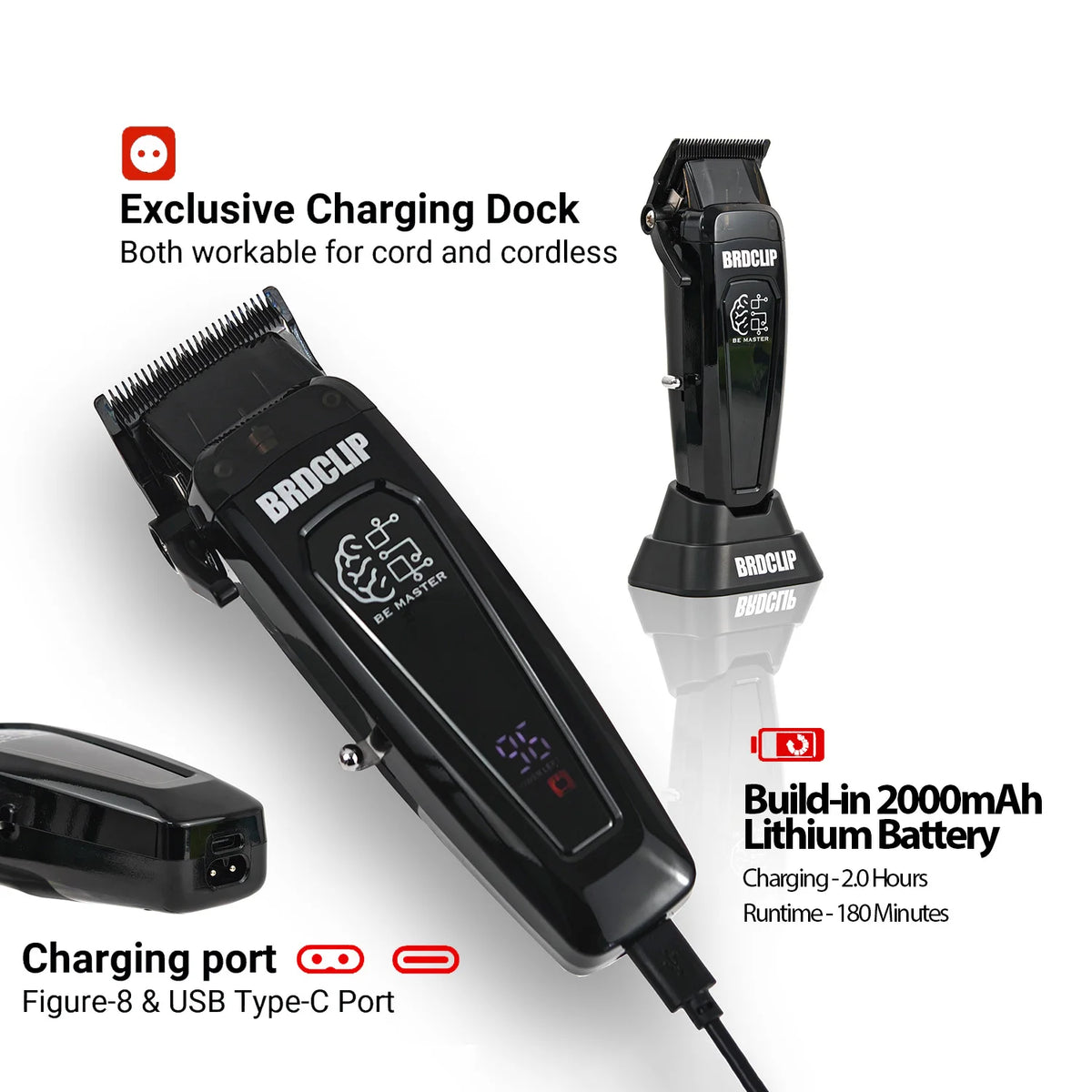 BRDCLIP BRD-106 7500RPM Professional Men's Hair Clipper