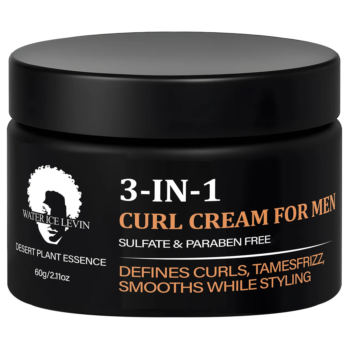 Men's 3-in-1 Curl Cream with Collagen & Coconut Defines Curls, Tames