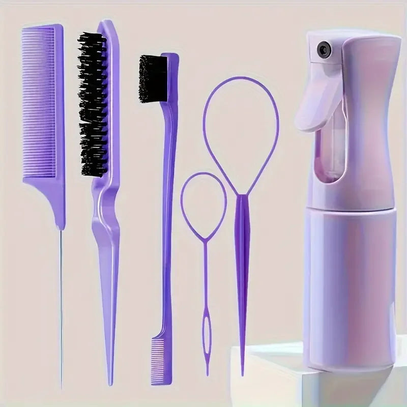 6pcs/Set Hair Brush Set Hairdressing Spray Bottle Hair