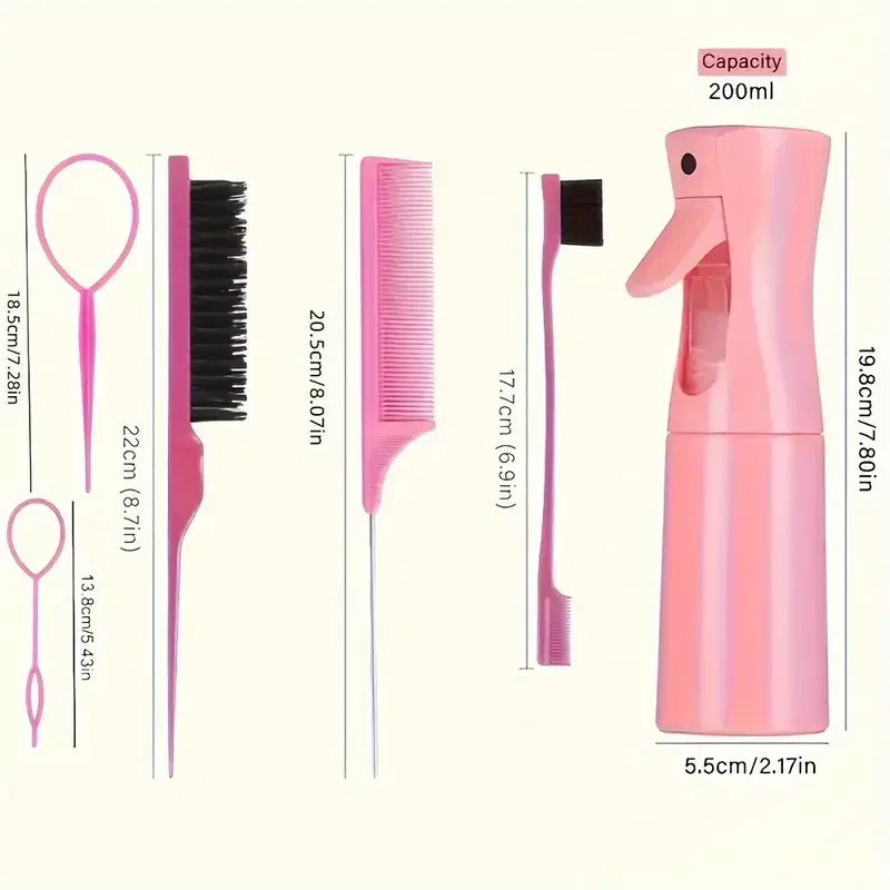 6pcs/Set Hair Brush Set Hairdressing Spray Bottle Hair