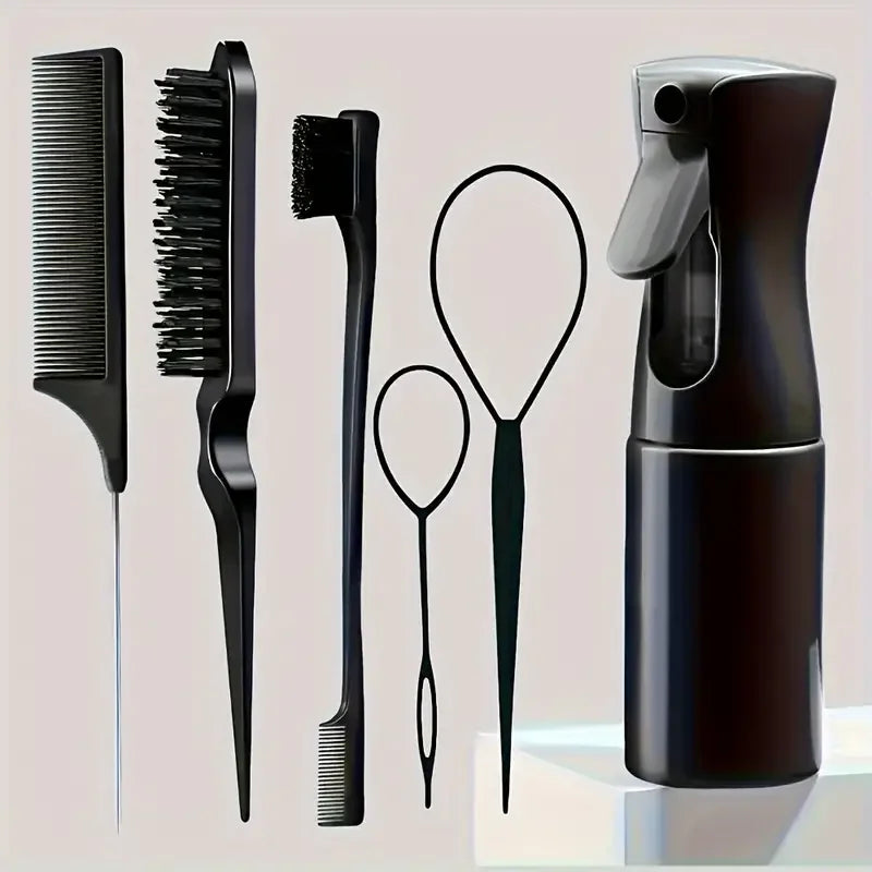 6pcs/Set Hair Brush Set Hairdressing Spray Bottle Hair