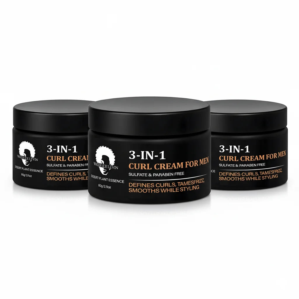 Men's 3-in-1 Curl Cream with Collagen & Coconut Defines Curls, Tames