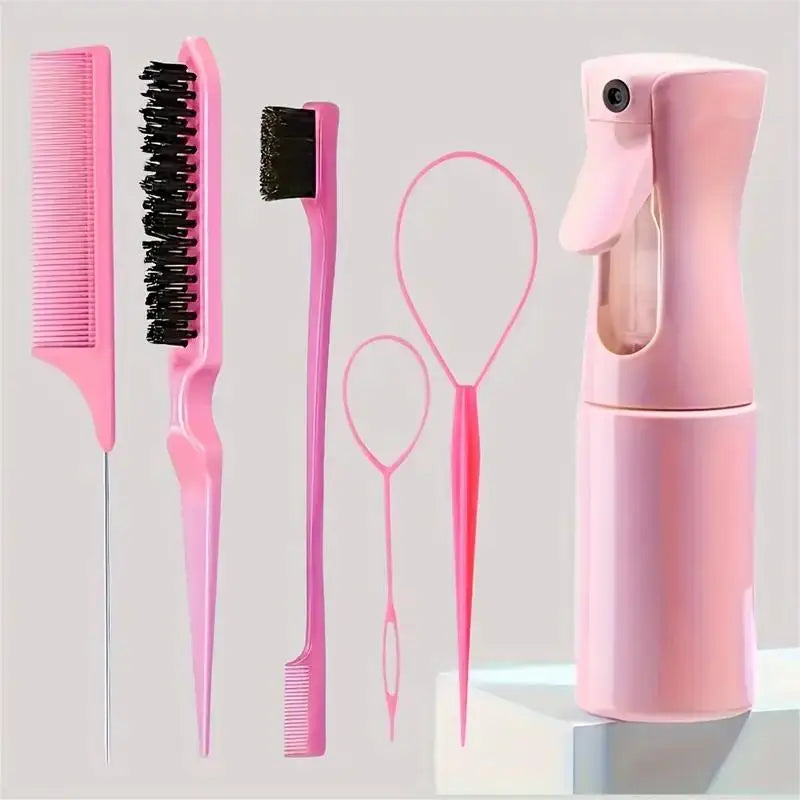 6pcs/Set Hair Brush Set Hairdressing Spray Bottle Hair